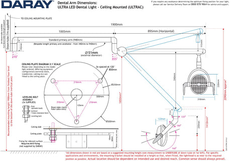 Daray Ultra ceilingmountdrawing