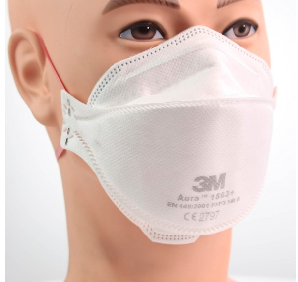 3M™ 1863+ Aura™ Disposable Healthcare Respirator, FFP3 +IIR - Box of 20
