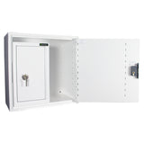  HECCMC200A MEDICINE / DRUGS CABINET 600 X 600 X 300mm | SINGLE DOOR, 2 FULL DEPTH SHELVES | R/H HINGE - with internal: CONTROLLED DRUGS CABINET S, M or L | 1 SHELF (Removable) | R/H HINGE