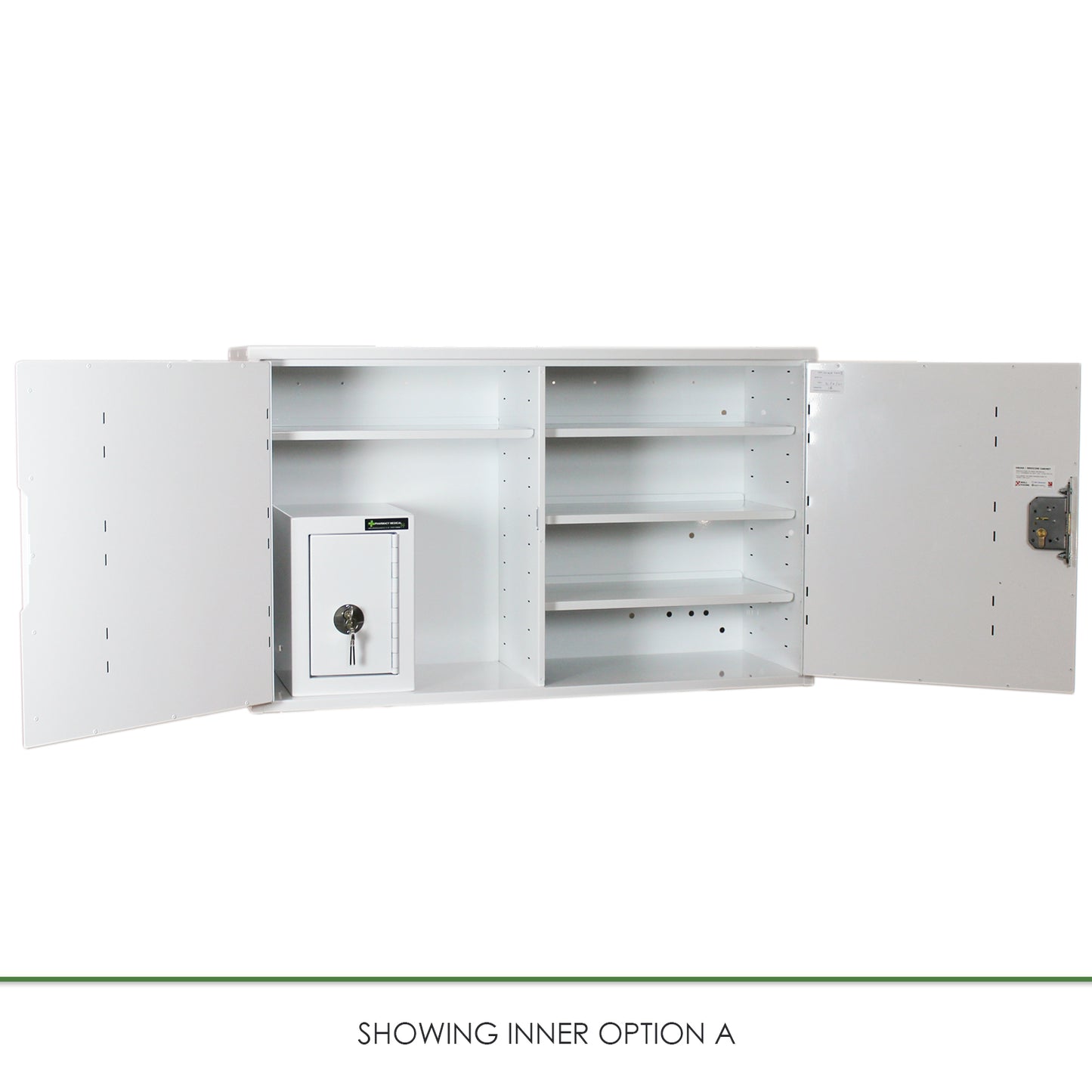 Pharmacy Medical - HECCMC403A MEDICINE / DRUGS CABINET 600 X 1000 X 300mm | DOUBLE DOOR, 6 FULL DEPTH SHELVES | R/H HINGE - with internal: CONTROLLED DRUGS CABINET S, M or L | 1 SHELF (Removable) | R/H HINGE