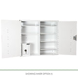 Pharmacy Medical - HECCMC404A MEDICINE / DRUGS CABINET 900 X 1000 X 300mm | DOUBLE DOOR, 6 FULL DEPTH SHELVES | R/H HINGE - with internal: CONTROLLED DRUGS CABINET S, M or L | 1 SHELF (Removable) | R/H HINGE