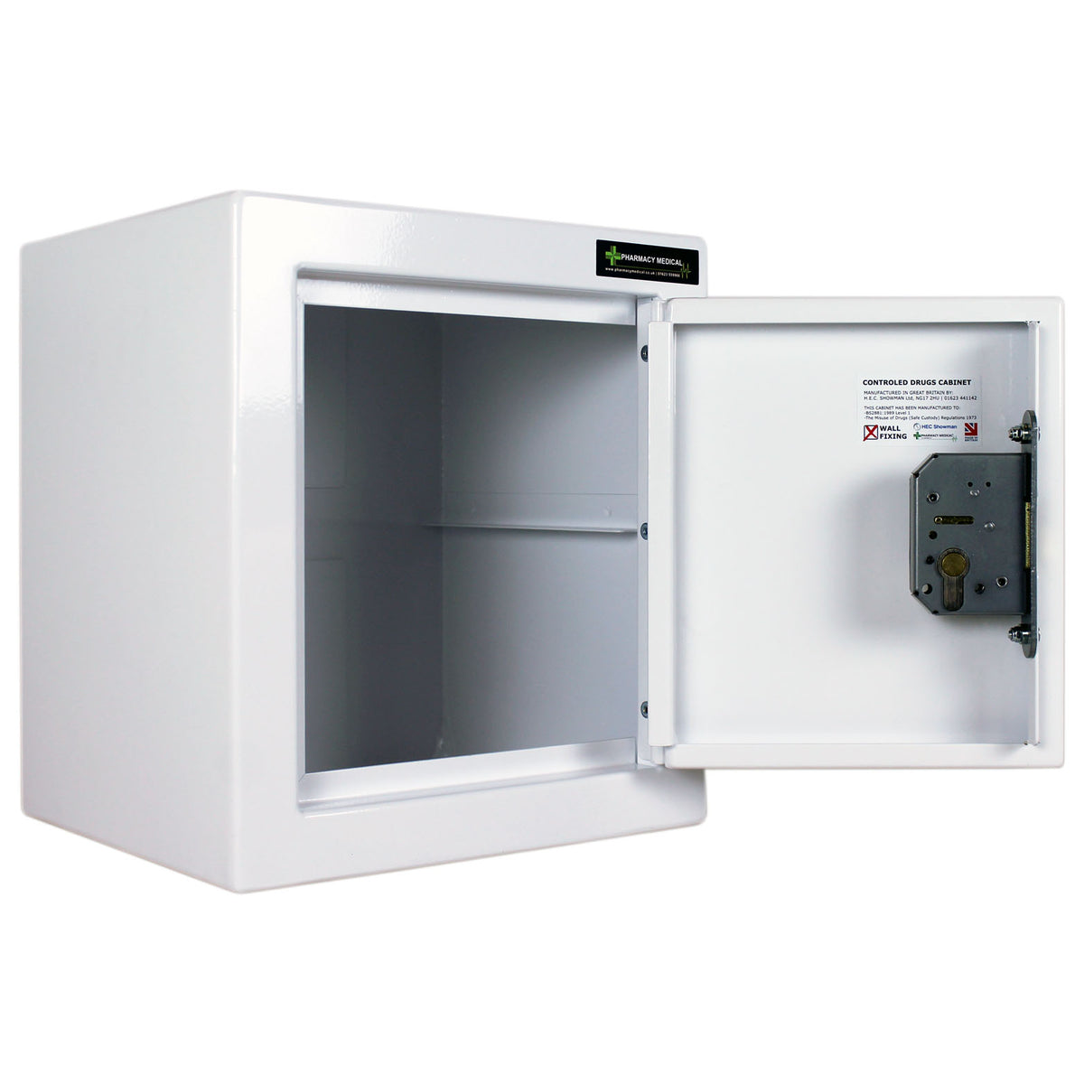 HECDC002 CONTROLLED DRUGS CABINET | 1 SHELF (Removable) | R or L HINGE, optional warning light - internal view