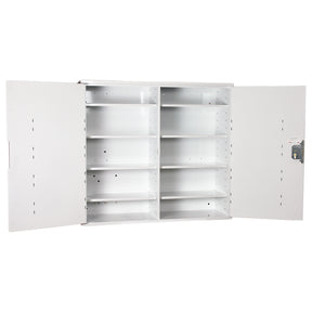HECMC404 MEDICINE / DRUGS CABINET 900 X 1000 X 300mm | 8 FULL DEPTH SHELVES | DOUBLE DOOR | Optional warning light