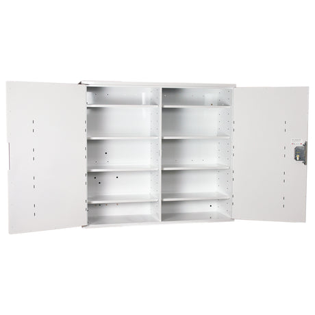 HECMC404 MEDICINE / DRUGS CABINET 900 X 1000 X 300mm | 8 FULL DEPTH SHELVES | DOUBLE DOOR | Optional warning light