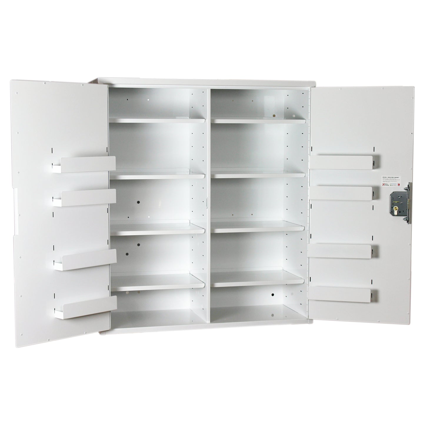 Pharmacy Medical - HECMC412 MEDICINE / DRUGS CABINET | 8 INTERNAL SHELVES + 8 DOOR SHELVES | DOUBLE DOOR | Optional warning light