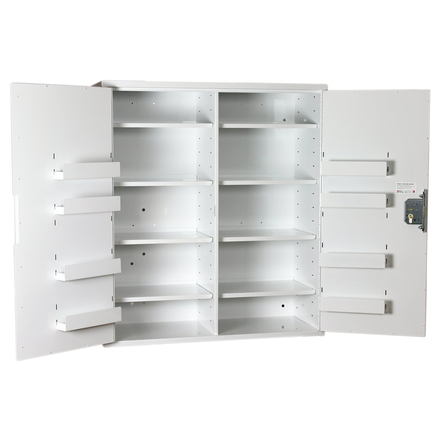 HECMC412 MEDICINE / DRUGS CABINET | 8 INTERNAL SHELVES + 8 DOOR SHELVES | DOUBLE DOOR | Optional warning light