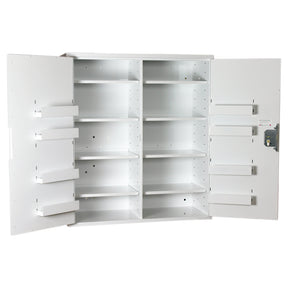 HECMC412 MEDICINE / DRUGS CABINET | 8 INTERNAL SHELVES + 8 DOOR SHELVES | DOUBLE DOOR | Optional warning light