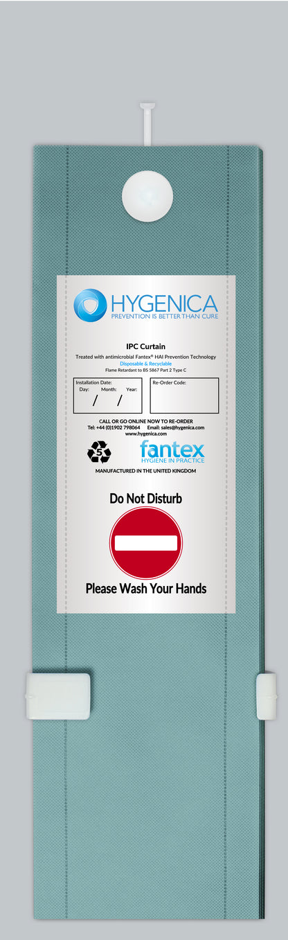 Hygenica - Anti Microbial Treated Fantex® IPC Disposable Cubicle Curtain - large (7500mm x 2000mm) , multiple hook options