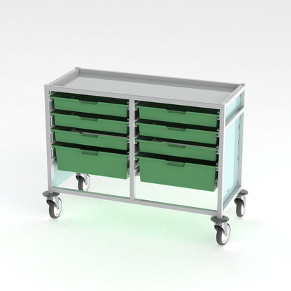 Pharmacy Medical - HECCK00X CareKart STORAGE TROLLEY, LOW LEVEL, DOUBLE COLUMN | Multiple tray configurations | Optional Push Handles
