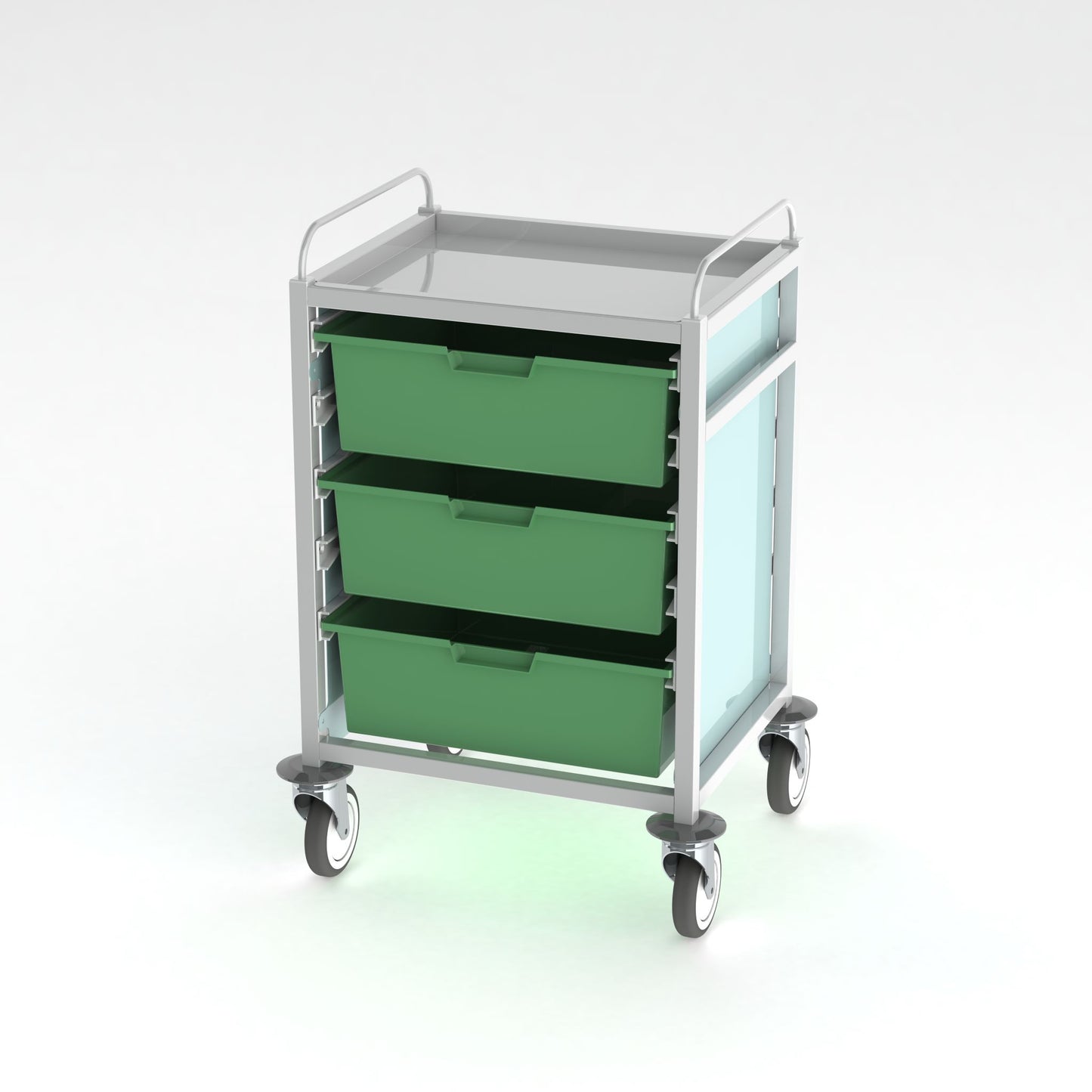 Pharmacy Medical - HECCK00X CareKart STORAGE TROLLEY, LOW LEVEL, SINGLE COLUMN | Multiple tray configurations | Optional Push Handles
