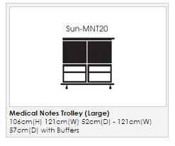 Sunflower - Medical Notes Trolley (Large) - Enclosed sides with hinged locking tops