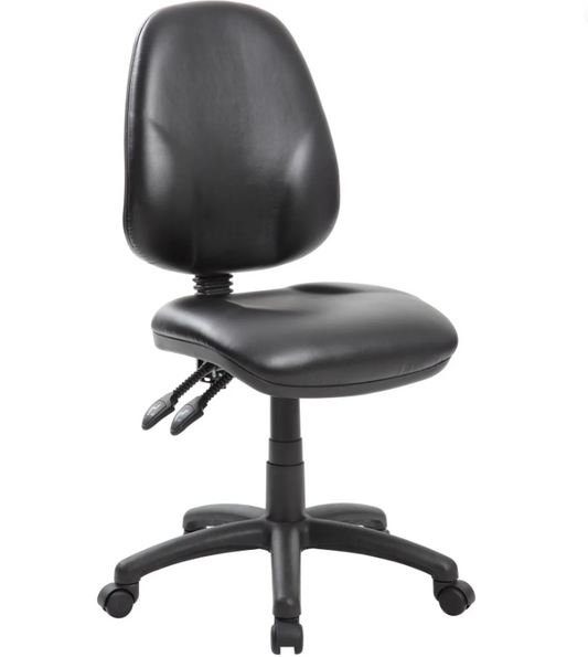 2-Lever Operator Chairs- No arms- Black leather