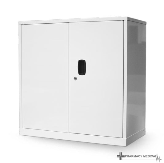 Pharmacy Medical - AA1294D ACID/ALKALI CABINET | DOUBLE  DOOR, TWO SHELVES | 1200mm (H) x 900mm (W) x 460mm (D) | WHITE