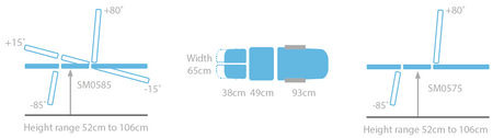 Seers - Medicare Podiatry Electric Couch measurements 