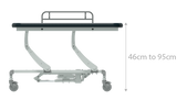 Seers - CLINNOVA Mobile Hygiene Electric Table Large (190cm), classic base incl. side support rails with wheel and switch options (265Kg SWL)