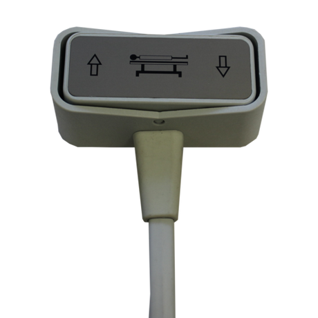A single hand control switch for a couch, with an up-down arrow and a power symbol on the front panel.
