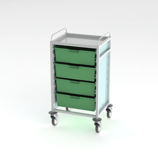 Pharmacy Medical - HECCK10X CareKart STORAGE TROLLEY, STANDARD HEIGHT, SINGLE COLUMN | Multiple tray configurations | Optional Push Handles