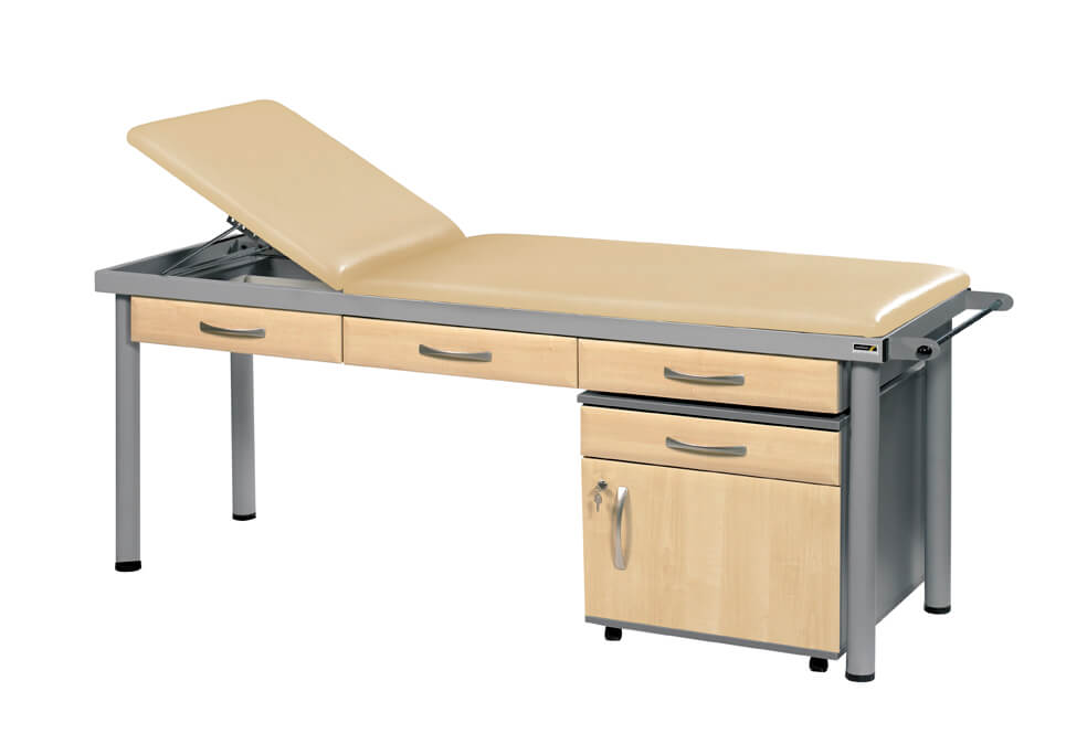 Sunflower - Practitioner Deluxe Examination Couch in Maple Cabinet Finish, various vinyl colours