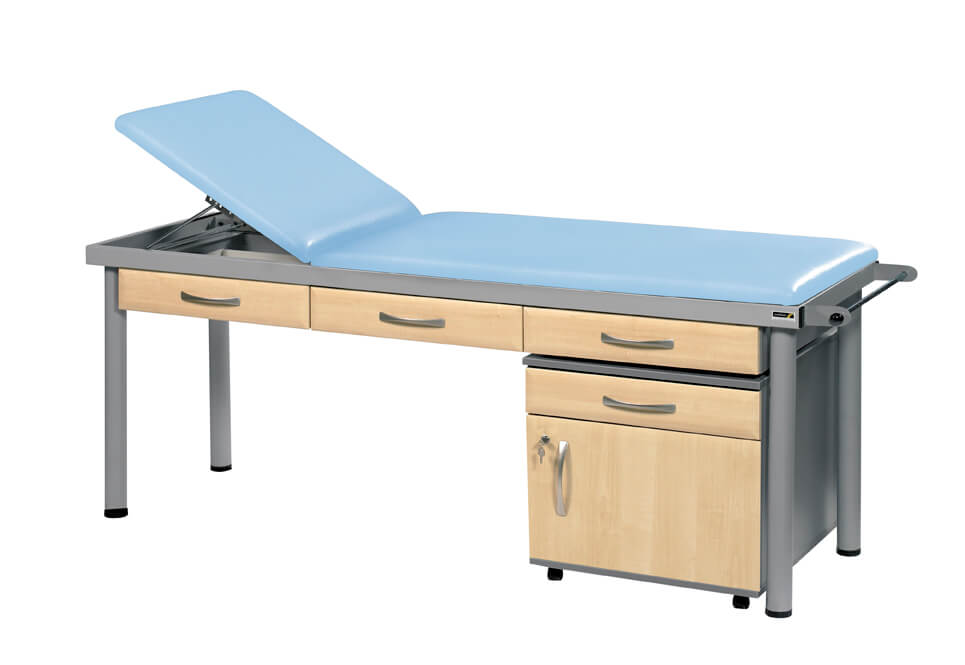 Sunflower - Practitioner Deluxe Examination Couch in Maple Cabinet Finish, various vinyl colours