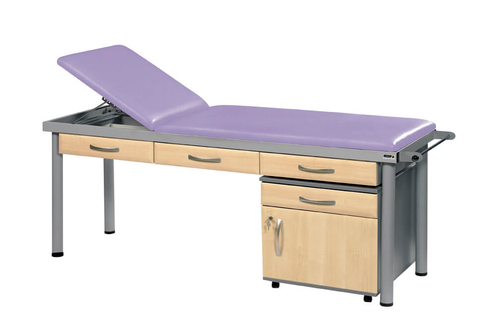 Sunflower - Practitioner Deluxe Examination Couch in Maple Cabinet Finish, various vinyl colours