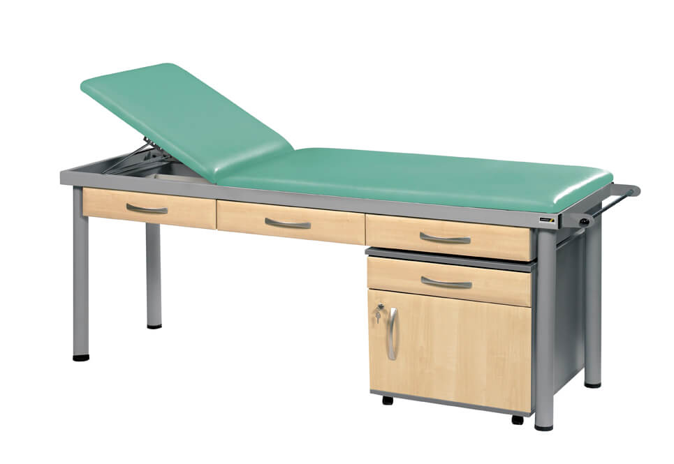 Sunflower - Practitioner Deluxe Examination Couch in Maple Cabinet Finish, various vinyl colours