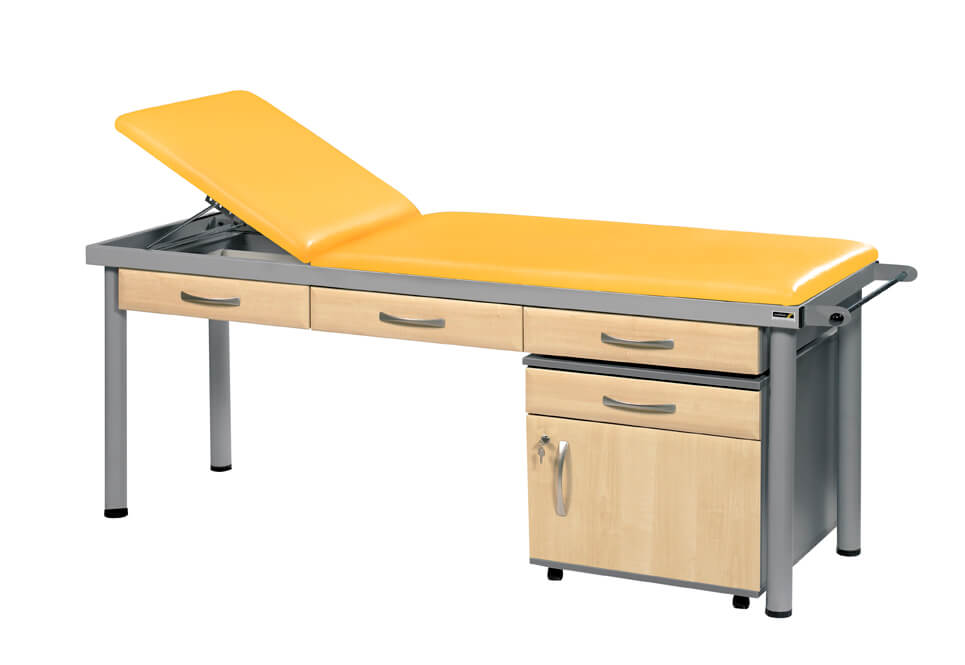 Sunflower - Practitioner Deluxe Examination Couch in Maple Cabinet Finish, various vinyl colours
