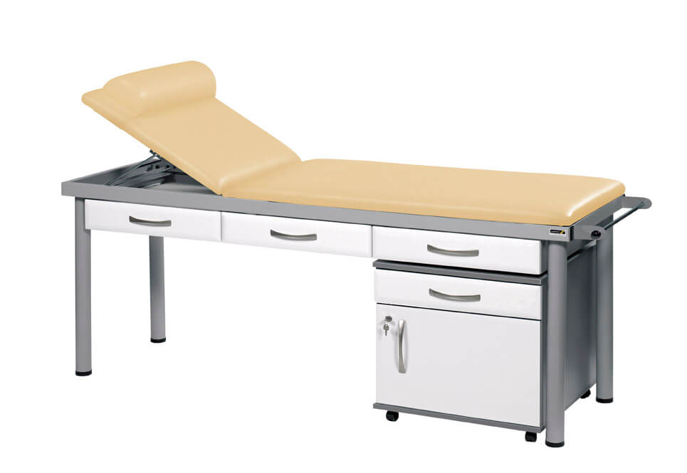 Sunflower - Practitioner Deluxe Examination Couch in Gloss White Cabinet Finish, various vinyl colours