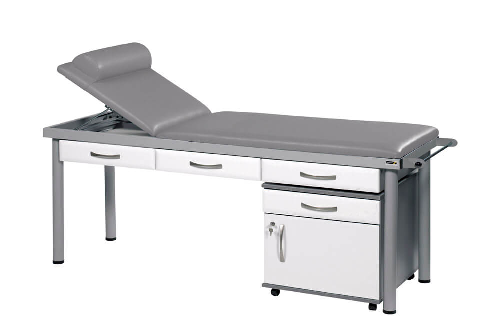 Sunflower - Practitioner Deluxe Examination Couch in Gloss White Cabinet Finish, various vinyl colours
