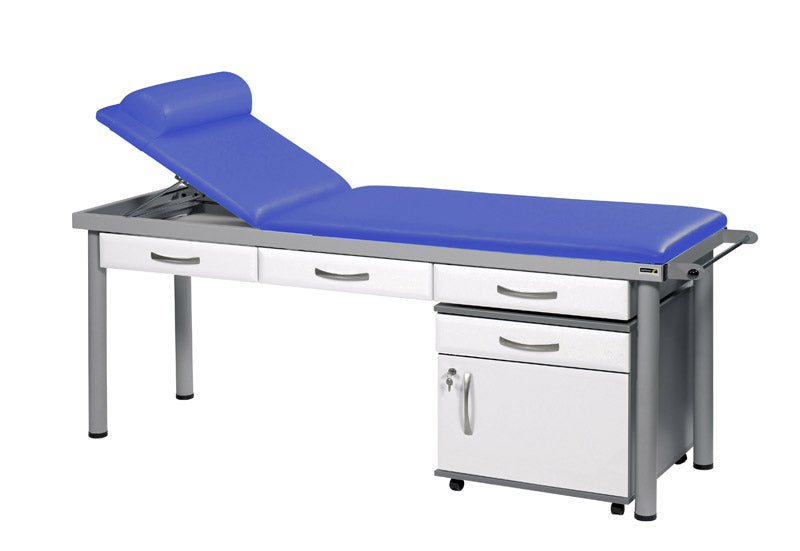 Sunflower - Practitioner Deluxe Examination Couch in Gloss White Cabinet Finish, various vinyl colours
