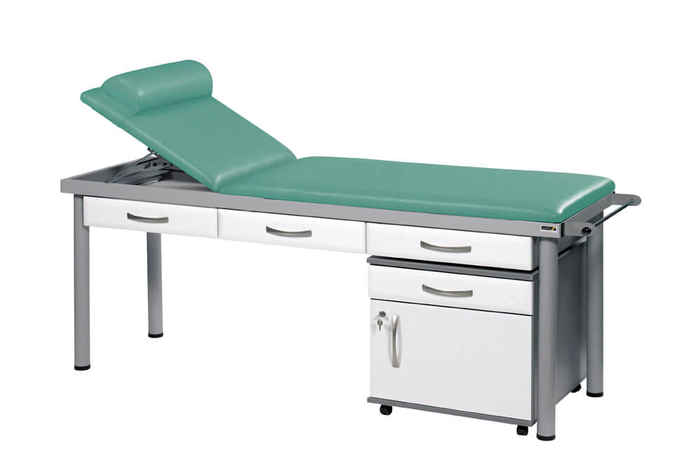 Sunflower - Practitioner Deluxe Examination Couch in Gloss White Cabinet Finish, various vinyl colours