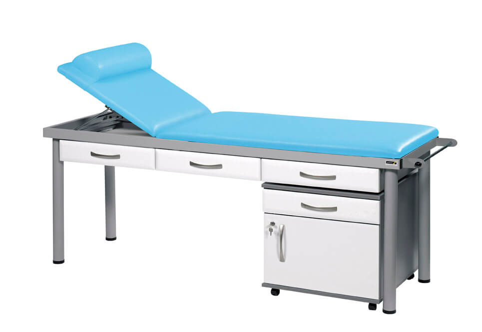 Sunflower - Practitioner Deluxe Examination Couch in Gloss White Cabinet Finish, various vinyl colours
