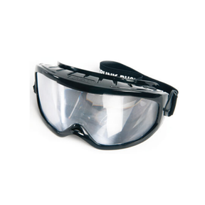 A pair of Drunk Buster Goggles with a black strap and clear lenses.