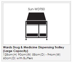 Ward Drug & Medicine Dispensing Trolley (keyed to differ) - Large Capacity with divider system & 2 storage trays