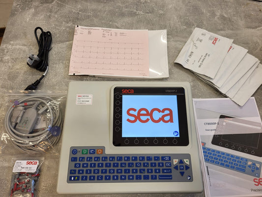 Reconditioned Seca CT8000P-2 - 12 lead, 6 Channel high quality interpretive A4 ECG with 8" colour LCD screen, alpha-numeric keyboard, Wireless connectivity, seca link software included, compatible with emis, SystmOne, Vision…