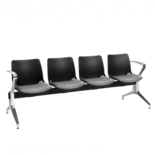 Sunflower - Neptune Visitor 4 Seat Module with 4 Grey Vinyl Upholstered Seat Pads