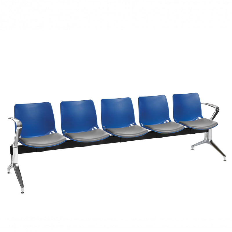 Sunflower - Neptune Visitor 5 Seat Module with 5 Grey Vinyl Upholstered Seat Pads
