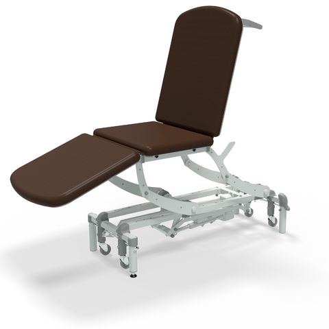 Seers - CLINNOVA Clinical 3 Section electric couch with electric back and footrest and classic base - dark brown