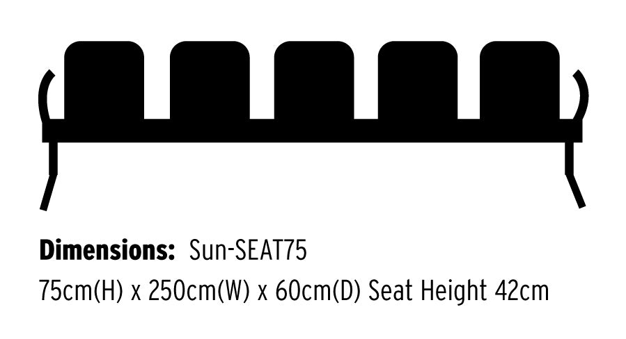 Sunflower - Neptune Visitor 5 Seat Module with 5 Black Vinyl Upholstered Seat Pads