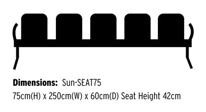 Sunflower - Neptune Visitor 5 Seat Module with 5 Black Vinyl Upholstered Seat Pads