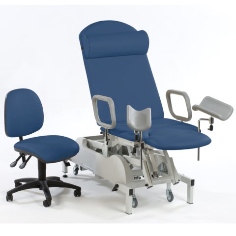 Seers - Medicare Deluxe Gynaecology Couch Deluxe model Removable extension, base cover, matching chair - PRH and HC (RWD)