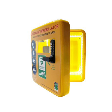 defib store 4000 defibrillator cabinet - yellow - locked - permanent light