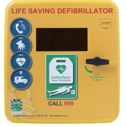 4000 Outdoor Defibrillator Cabinet - Unlocked - Heater and LED Light - Yellow