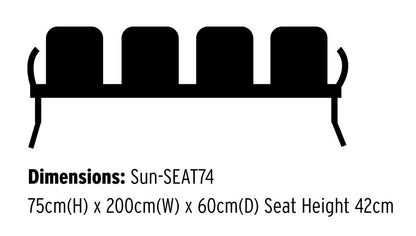 Sunflower - Neptune Visitor 4 Seat Module with 4 Black Vinyl Upholstered Seat Pads