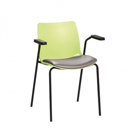 DISCONTINUED - Neptune Visitor Chair with Arms and Black Intervene Material Upholstered Seat Pad