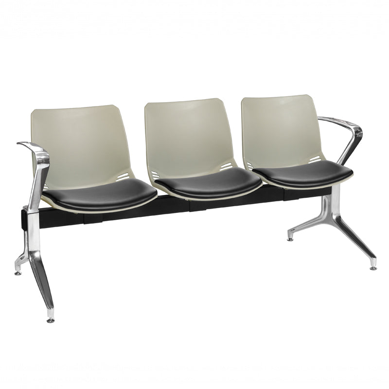Sunflower - Neptune Visitor 3 Seat Module with 3 Black Vinyl Upholstered Seat Pads