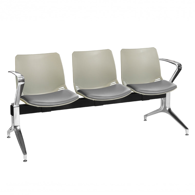 Sunflower - Neptune Visitor 3 Seat Module with 3 Grey Vinyl Upholstered Seat Pads