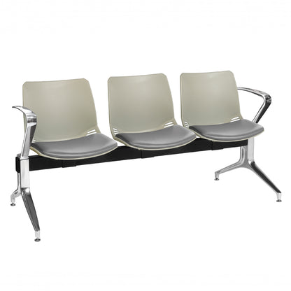 Sunflower - Neptune Visitor 3 Seat Module with 3 Grey Vinyl Upholstered Seat Pads