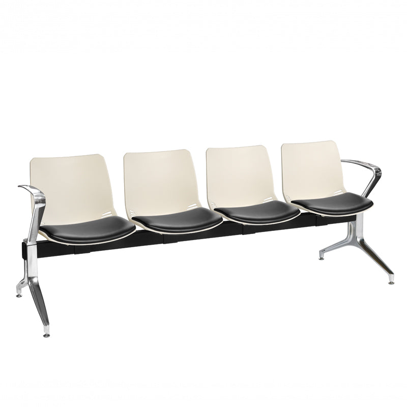 Sunflower - Neptune Visitor 4 Seat Module with 4 Black Vinyl Upholstered Seat Pads