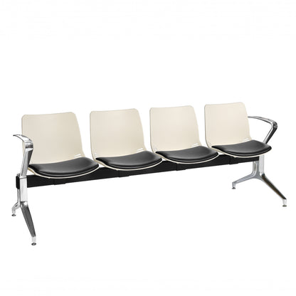 Sunflower - Neptune Visitor 4 Seat Module with 4 Black Vinyl Upholstered Seat Pads