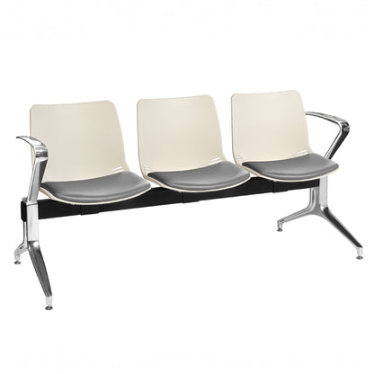 Sunflower - Neptune Visitor 3 Seat Module with 3 Grey Vinyl Upholstered Seat Pads